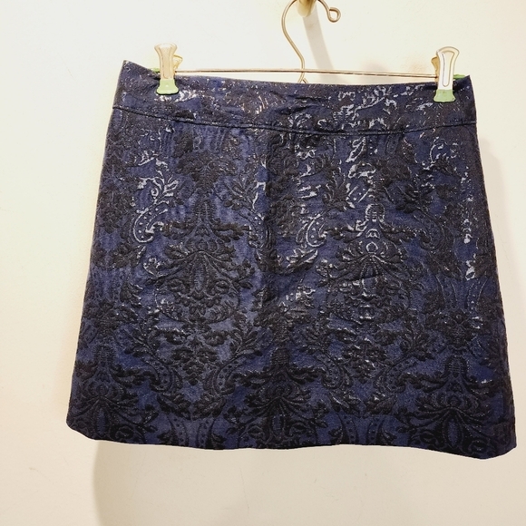 ABERCROMBIE and Fitch navy blue Metallic floral printed mini skirt size 0 - Picture 5 of 10